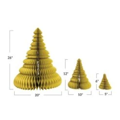Hello Honey® Chartreuse Glitter Handmade Recycled Paper Folding Honeycomb Trees Set -Michaels Store D758836S 4