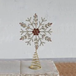 Hello Honey® 11" Metal, Glass & Acrylic Snowflake Tree Topper With Jewels -Michaels Store D758837S 2