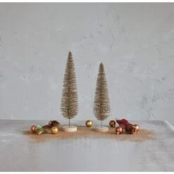 Hello Honey® 13" Gold Glitter Plastic Bottle Brush Tree With Wood Base -Michaels Store D758840S 2