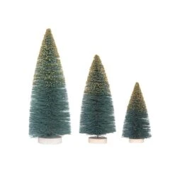 Hello Honey® 12" Green & Gold Glitter Sisal Bottle Brush Tree With Wood Base -Michaels Store D758843S 3