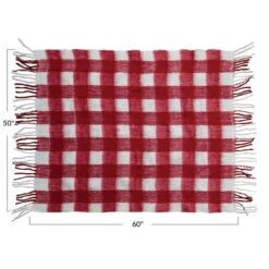 Hello Honey® Red & White Plaid Woven Acrylic Throw With Fringe -Michaels Store D758850S 4