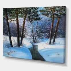Designart Christmas Forest With River & Trees IIICanvas Wall Art -Michaels Store M20023701 2